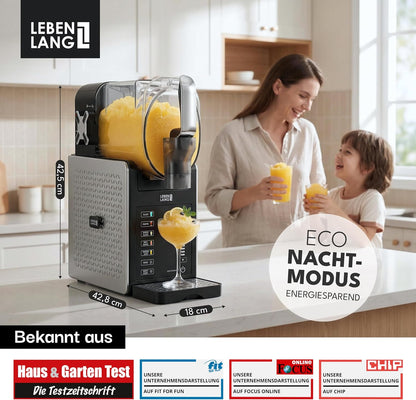 LEBENLANG LBP3312 Slush Machine 1,9 L – 5 Programmes, QuickFreeze, LED Touchscreen, Black