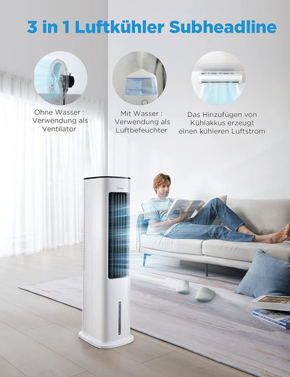 Midea AC100-20ARB Air Cooler 4-in-1 – 5L Water Tank, 3 Modes, Remote Control, 55W, White