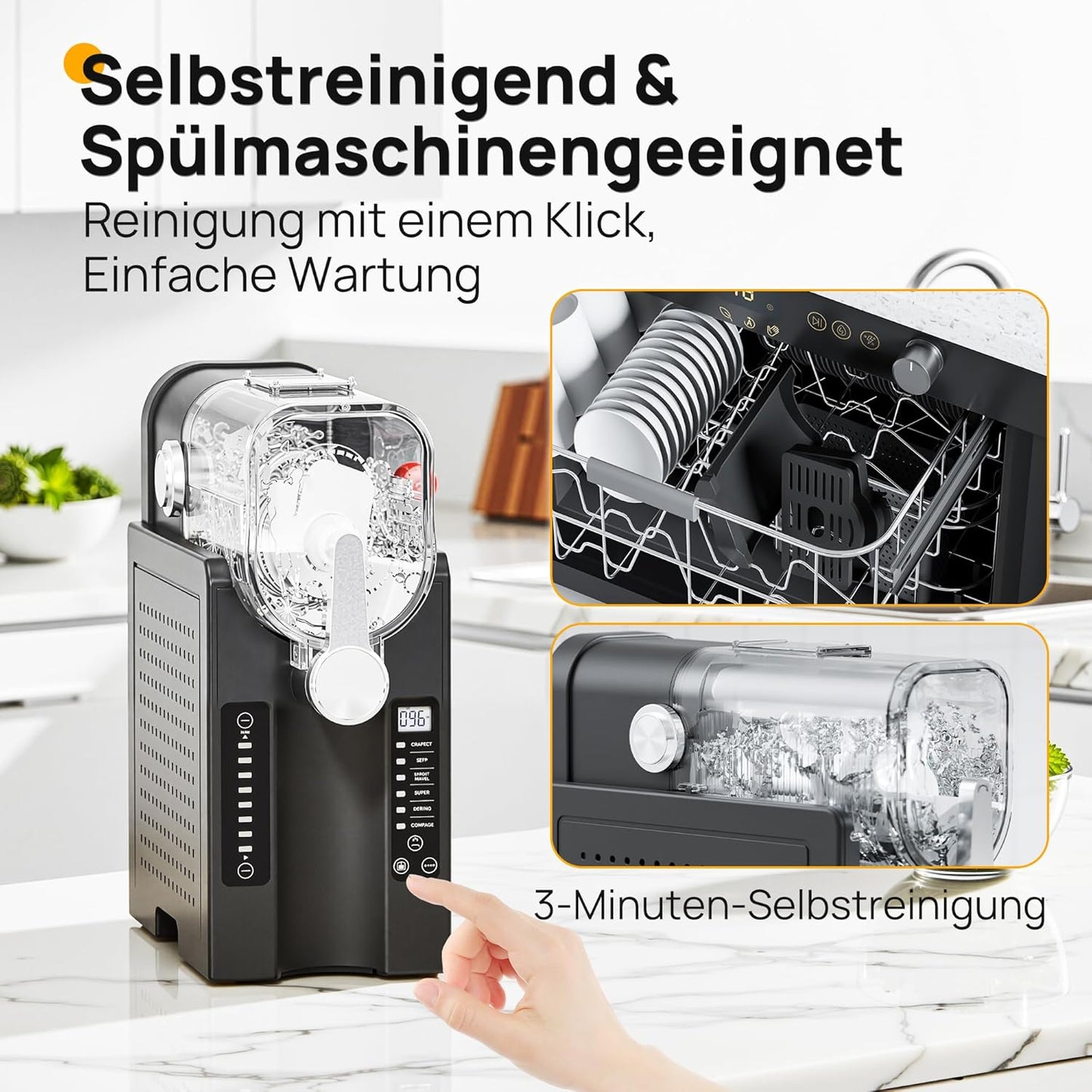 INITIO AD03 Slush Machine 2 L – 6 Programmes, 12h Vorprogrammierung, Self-Cleaning, Grey