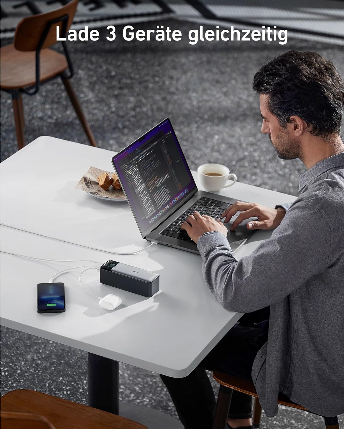 Anker 737 PowerCore 24K Powerbank 24.000 mAh, 140W, USB-C, Fast Charging, Black