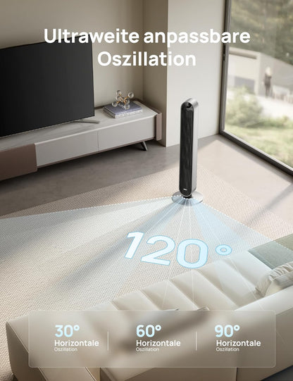 DREO Pilot Max DR-HTF004S Tower Fan 108cm – 12 Speeds, 120° Oscillation, 25dB, WiFi, Alexa, Silver