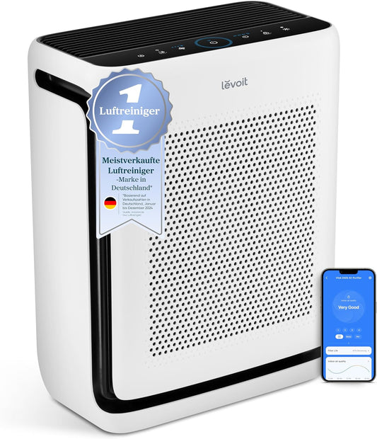 Levoit Vital 200S Smart Air Purifier 416m³/h – HEPA 99,97%, 87m², Pet Mode, 24dB, Alexa, White/Black