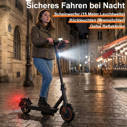 TODIMART T3 E-Scooter with ABE, Up to 30 km Range, 8,5 Zoll Solid Rubber Tyres, Bluetooth-App, Dual Braking System, Foldable, IPX5, Black/Orange