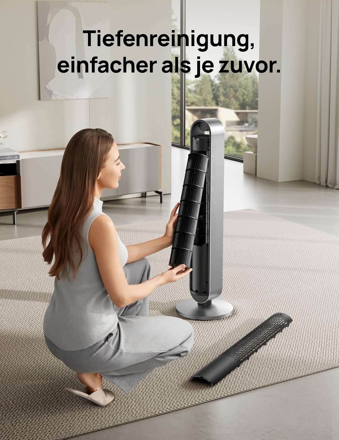DREO Pilot Max DR-HTF004S Tower Fan 108cm – 12 Speeds, 120° Oscillation, 25dB, WiFi, Alexa, Silver