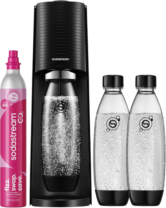 SodaStream TERRA Sparkling Water Maker – Quick Connect CO2, 3x KST Plastic Bottle 1L, Black