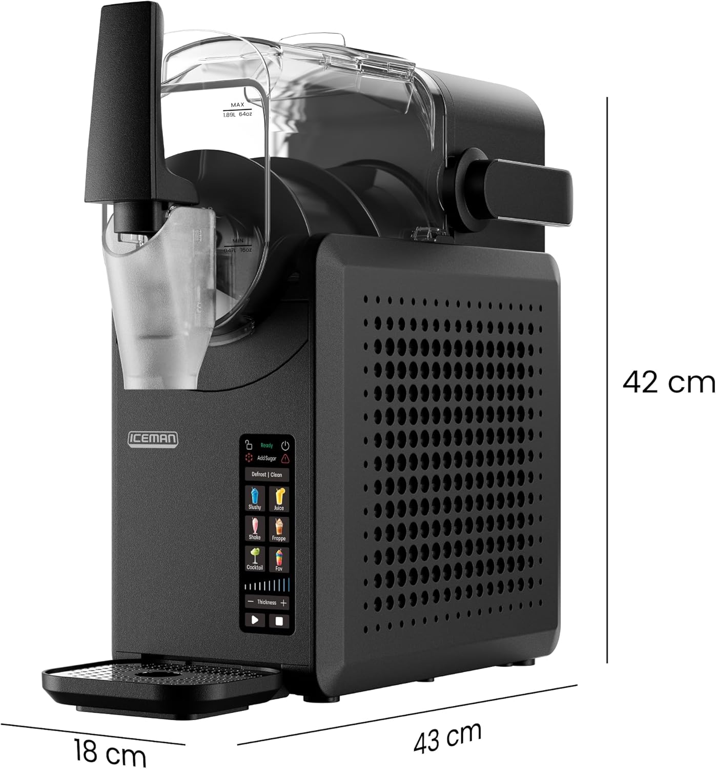 ICEMAN RJ62 Slush Machine 5 Programmes – Automatic, Touchpad, Defrost-Funktion, Black