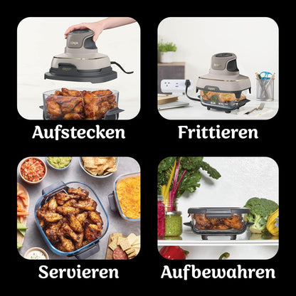 Ninja FN101EU CRISPi Air Fryer 3,8L – 4 Functions, PFAS-frei, Glasbehälter, 1700W, Stone Gold