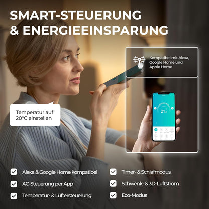 Kältebringer KB34 Split Air Conditioner 12.000 BTU – Full-Inverter, Energy Class A++/A+, R32, WiFi, Alexa, TitanGold, White