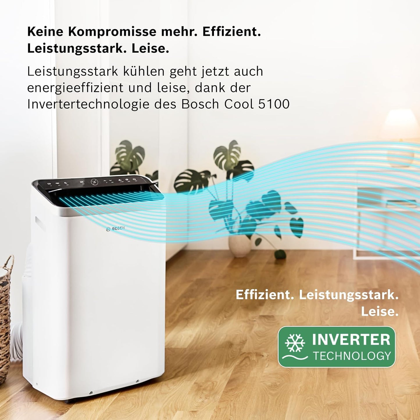 Bosch Cool 5100 Portable Air Conditioner 3,4kW – Inverter, Energy Class A+, 3-in-1, Auto/Silent/Sleep, 43dB, White