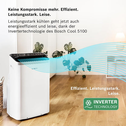Bosch Cool 5100 Portable Air Conditioner 3,4kW – Inverter, Energy Class A+, 3-in-1, Auto/Silent/Sleep, 43dB, White