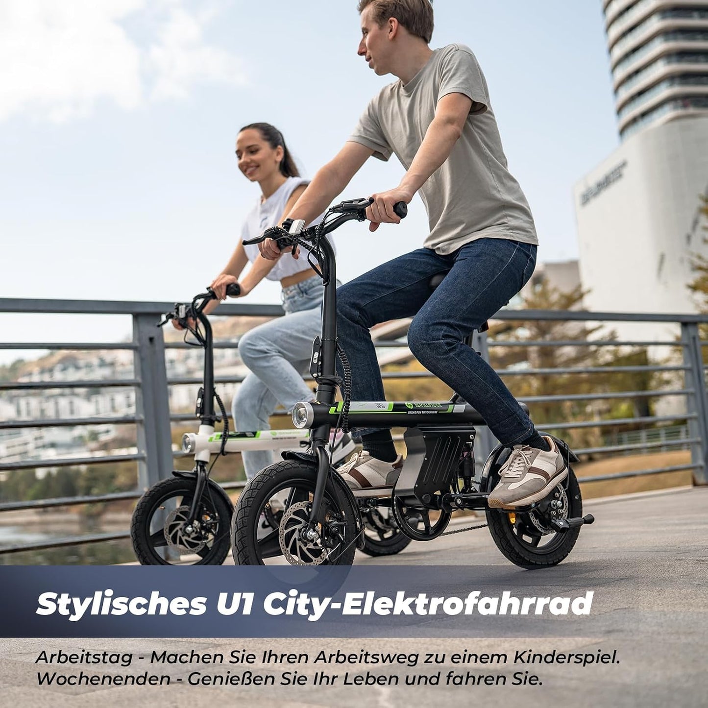Finbike U1 Klapp-E-Bike 250W – 7-Gang, Pedelec, 14", Scheibenbremsen, LCD-Display, 120kg, Black