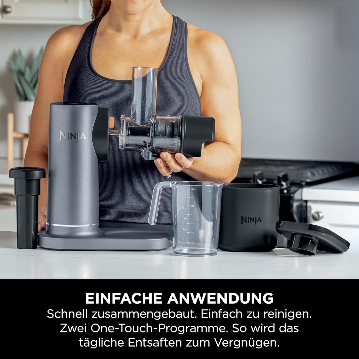 Ninja JC151EU Cold Press Juicer 700 ml – 9-Segment Auger, 150 W, 2 Filter, Grey