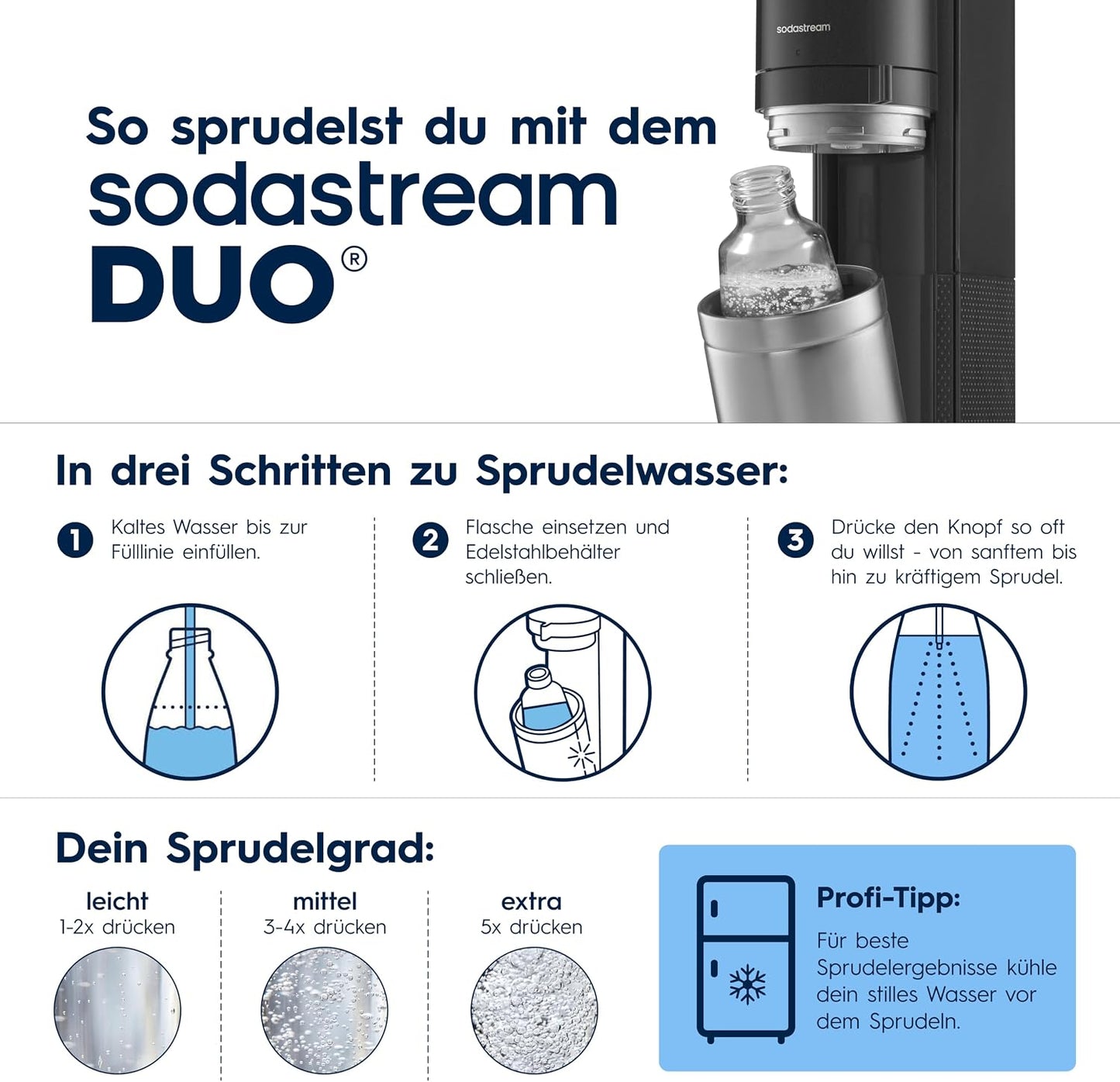 SodaStream DUO Sparkling Water Maker – Quick Connect CO2, 2x Glass Bottle & 2x Plastic Bottle 1L, Titanium/Black