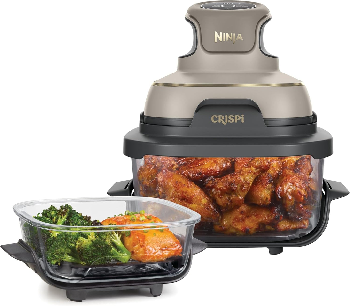 Ninja FN101EU CRISPi Air Fryer 3,8L – 4 Functions, PFAS-frei, Glasbehälter, 1700W, Stone Gold