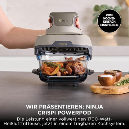 Ninja FN101EU CRISPi Air Fryer 3,8L – 4 Functions, PFAS-frei, Glasbehälter, 1700W, Stone Gold
