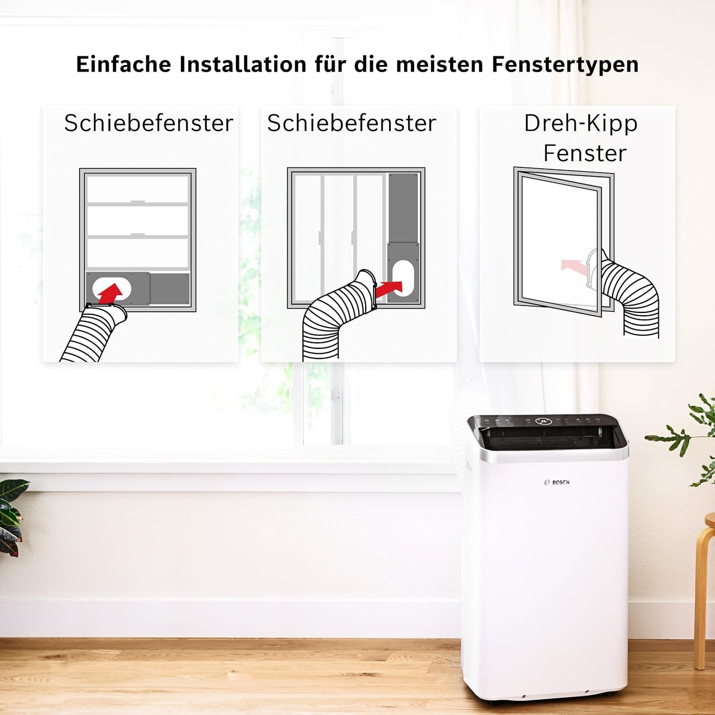 Bosch Cool 5100 Portable Air Conditioner 3,4kW – Inverter, Energy Class A+, 3-in-1, Auto/Silent/Sleep, 43dB, White