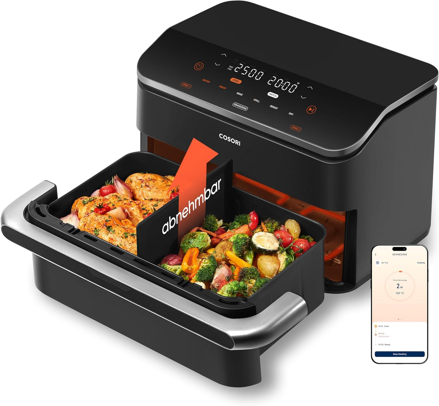 Cosori TF102S DualBlaze Air Fryer 10L – 3D Heater, NTC-Sensor, 240°C, WiFi, 2800W, Black