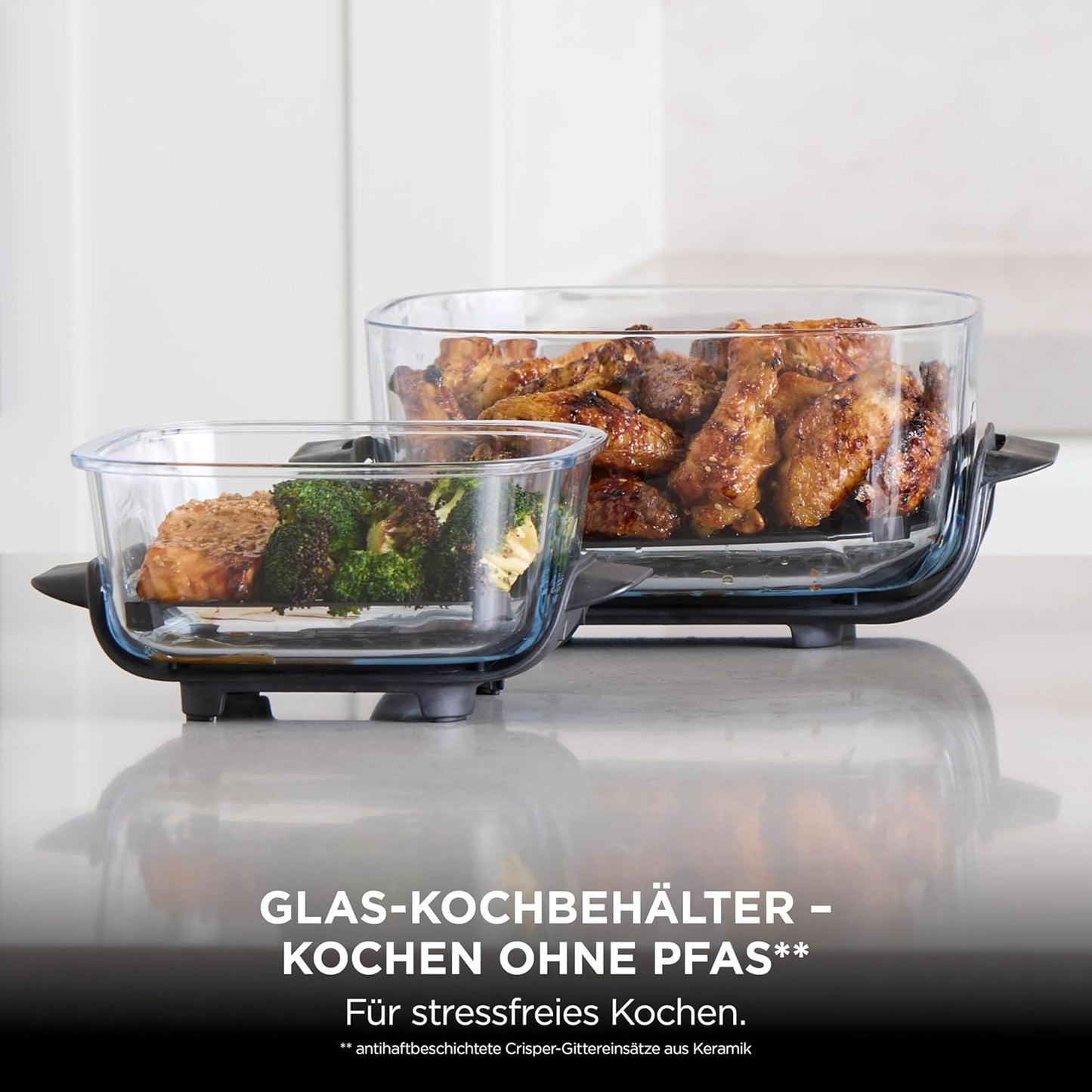 Ninja FN101EU CRISPi Air Fryer 3,8L – 4 Functions, PFAS-frei, Glasbehälter, 1700W, Stone Gold