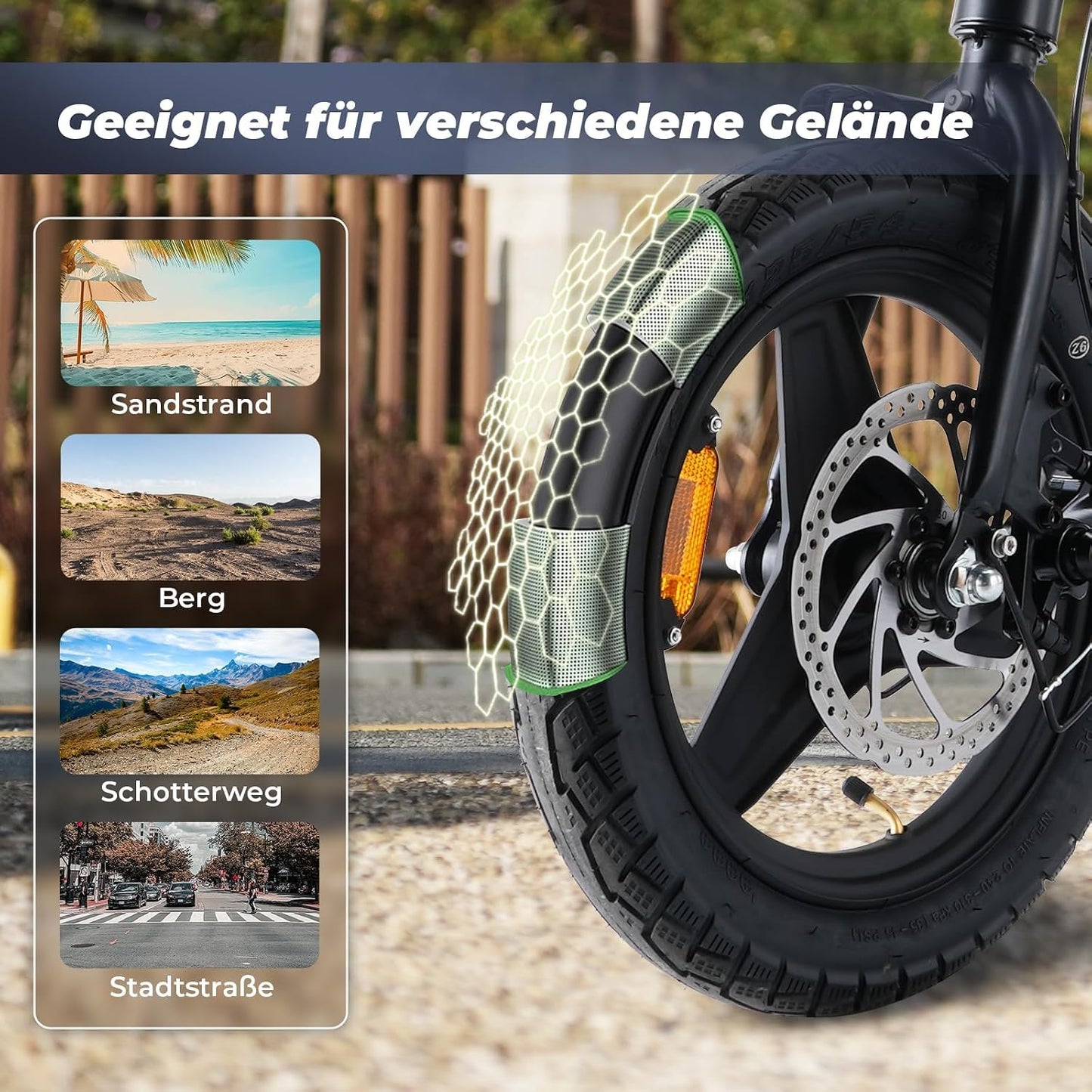 Finbike U1 Klapp-E-Bike 250W – 7-Gang, Pedelec, 14", Scheibenbremsen, LCD-Display, 120kg, Black