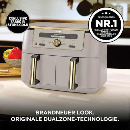 Ninja DZ400EUSGD Foodi Dual Zone Air Fryer 9,5L – 6 Functions, 2470W, Stone Gold