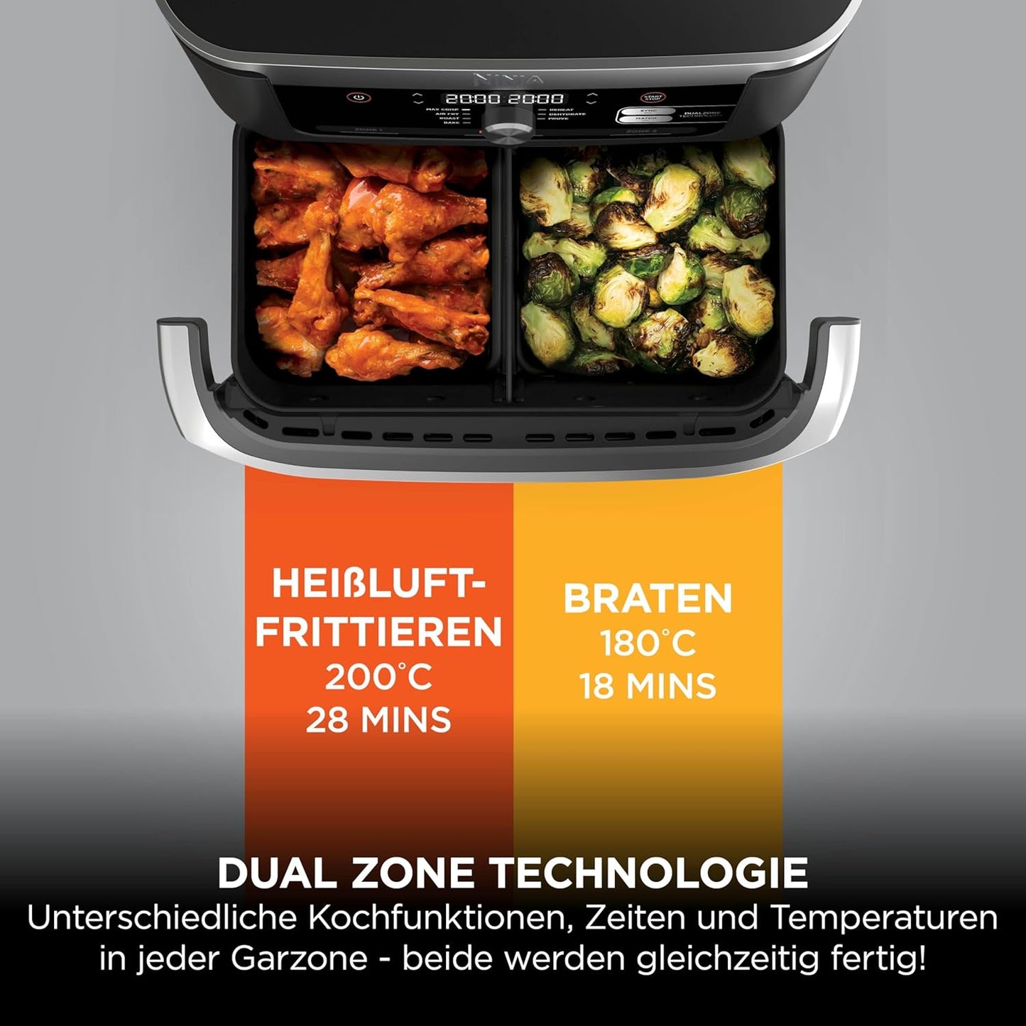 Ninja AF500EUCP Foodi FlexDrawer Air Fryer 10,4L – 7 Functions, Dual Zone, 2470W, Black/Copper