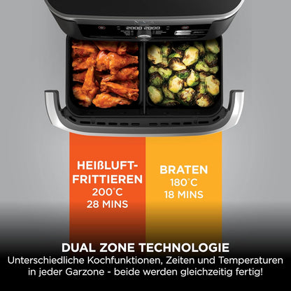 Ninja AF500EUCP Foodi FlexDrawer Air Fryer 10,4L – 7 Functions, Dual Zone, 2470W, Black/Copper