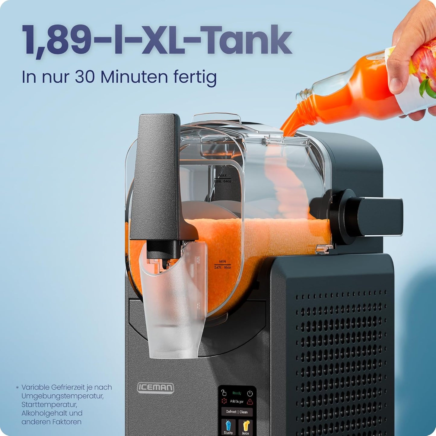 ICEMAN RJ62 Slush Machine 5 Programmes – Automatic, Touchpad, Defrost-Funktion, Black