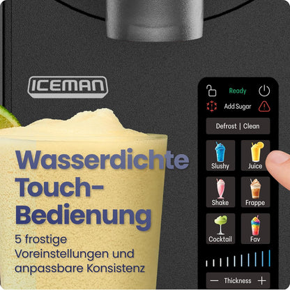ICEMAN RJ62 Slush Machine 5 Programmes – Automatic, Touchpad, Defrost-Funktion, Black