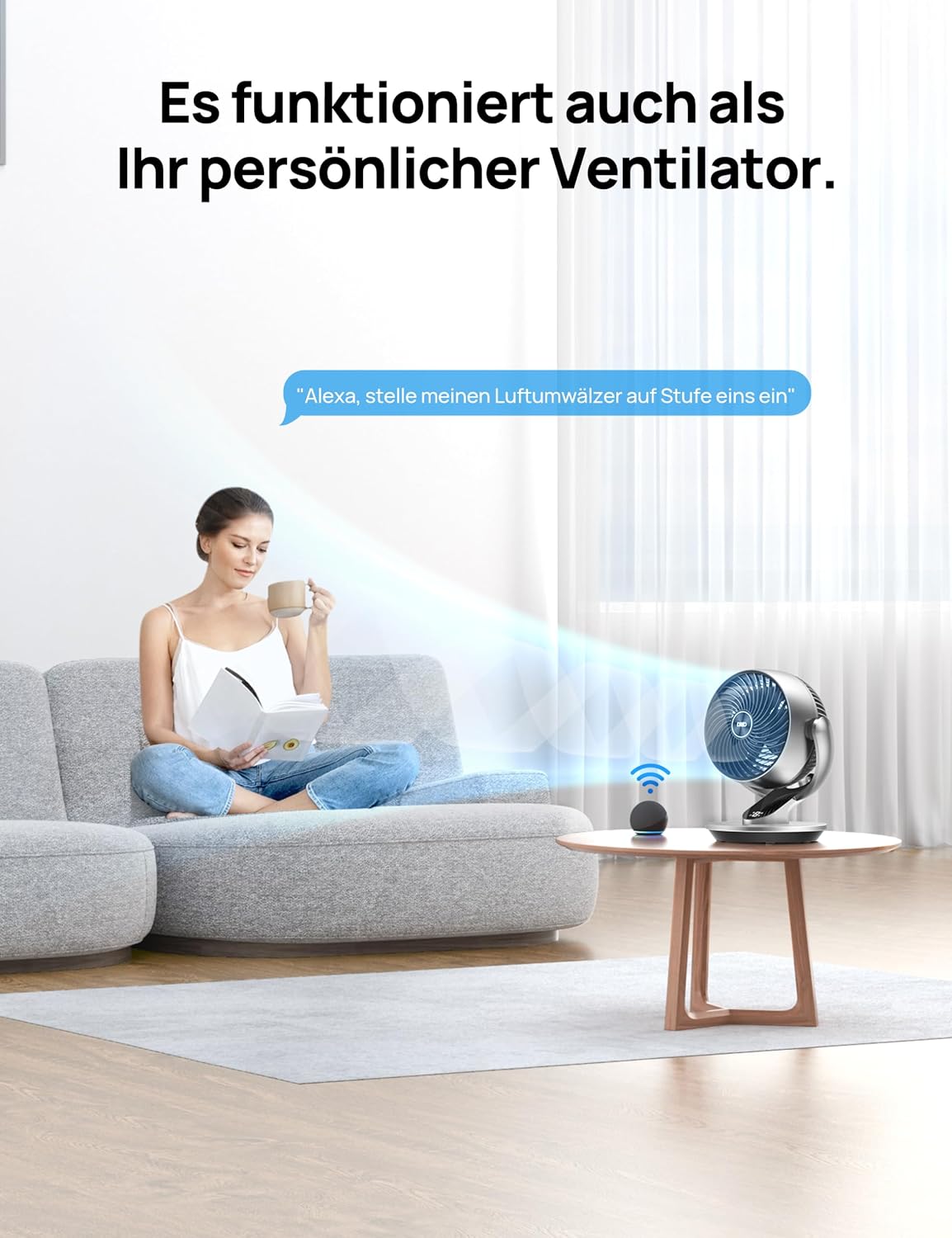 DREO CF511S DR-HAF001S Air Circulation Fan – 70ft, 28,5dB, 90°+120° Oscillation, WiFi, Alexa, Silver