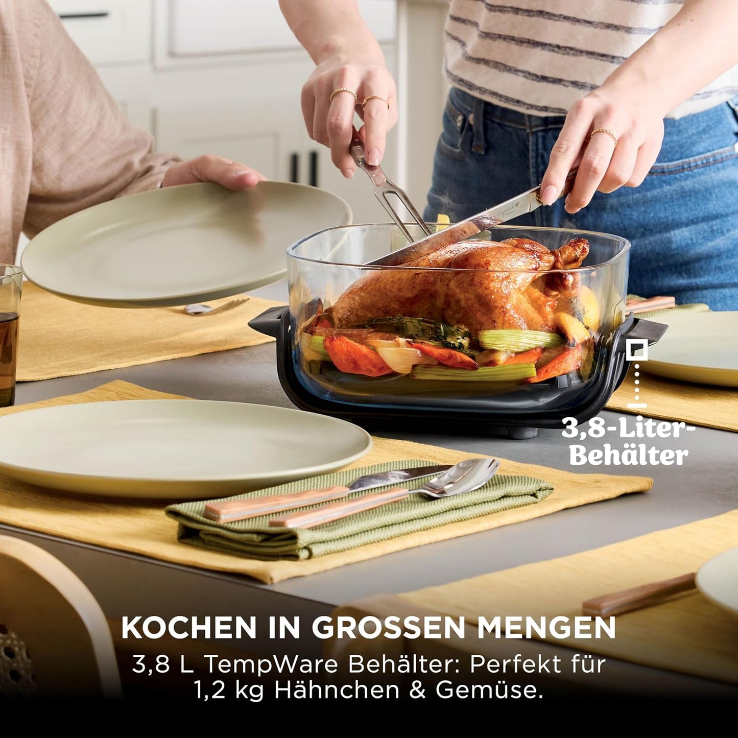 Ninja FN101EU CRISPi Air Fryer 3,8L – 4 Functions, PFAS-frei, Glasbehälter, 1700W, Stone Gold