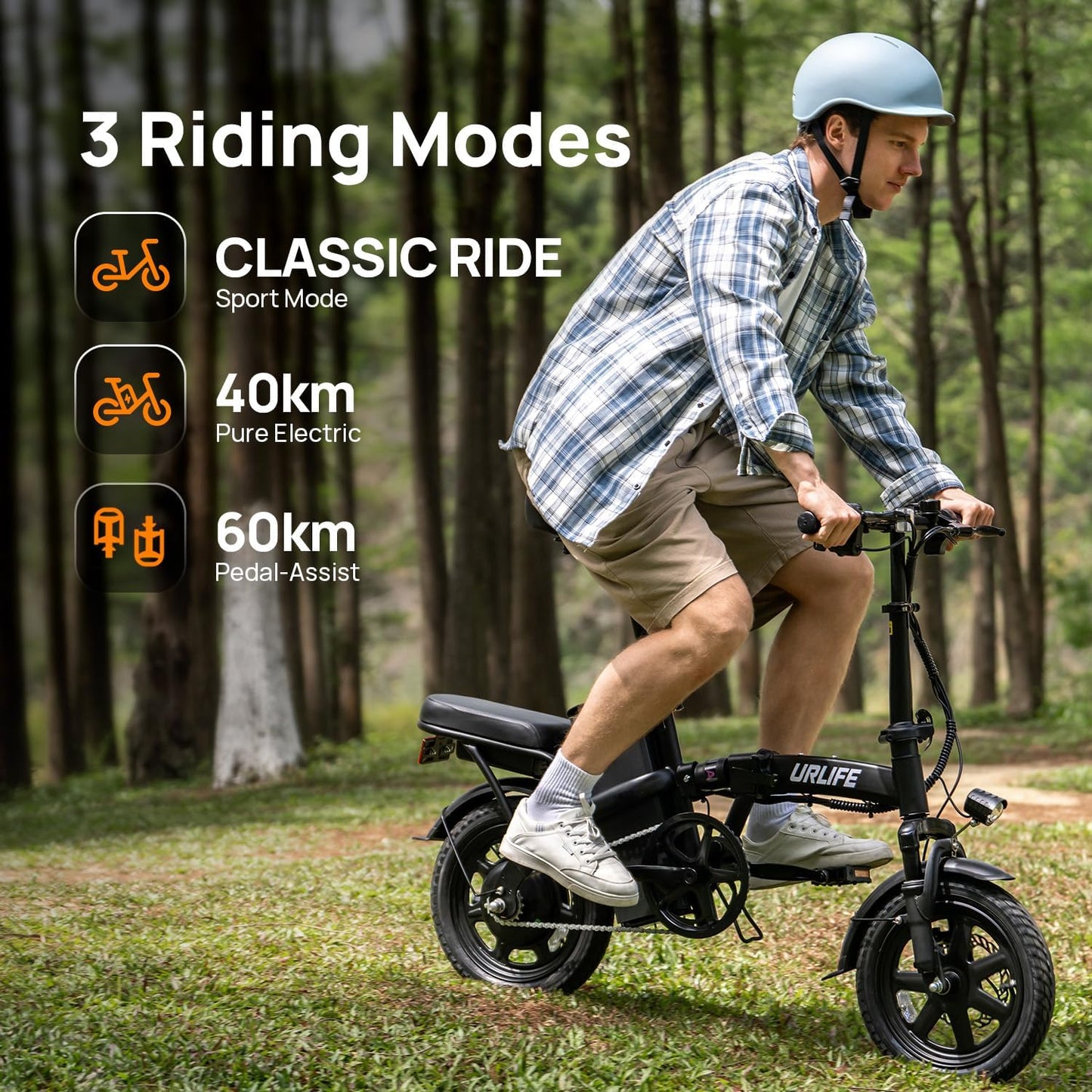 URLIFE F1L Klapp-E-Bike 250W – 48V/7,5Ah, 60km, Pedelec, IP54, Dual-Federung, 14", Black