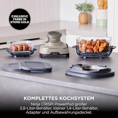 Ninja FN101EU CRISPi Air Fryer 3,8L – 4 Functions, PFAS-frei, Glasbehälter, 1700W, Stone Gold