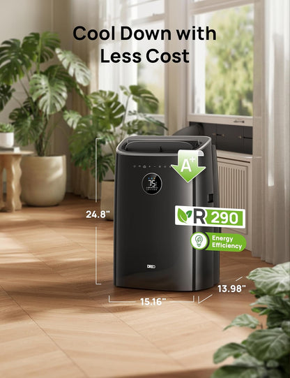 DREO DR-HAC002S Portable Air Conditioner 7.500 BTU – 3-in-1, R290, Energy Class A, IceCool, 45dB, WiFi, Siri, Black