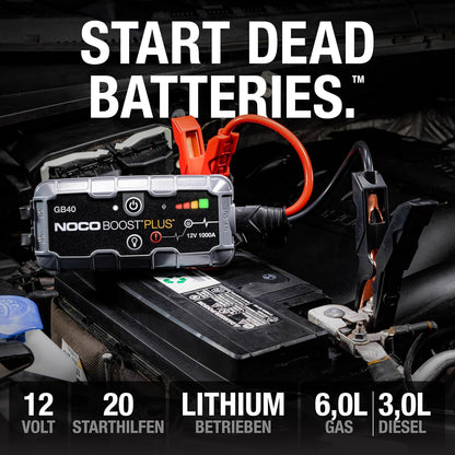 NOCO GB40 Jump Starter Power Bank 1000A – 12V, IP65, 20 Starts, LED, USB-C, Pkw/Motorrad/Boot, 1,1kg