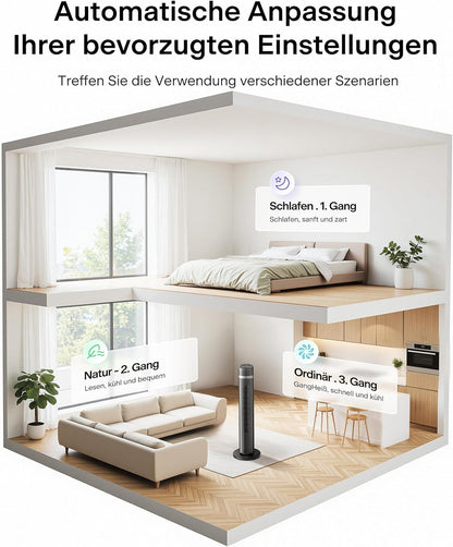 Pelonis PE-FZ10-18TRB-DE Tower Fan 101,6cm – 90° Oscillation, 36dB Night Mode, 15h Timer, 4 Speeds, Grey