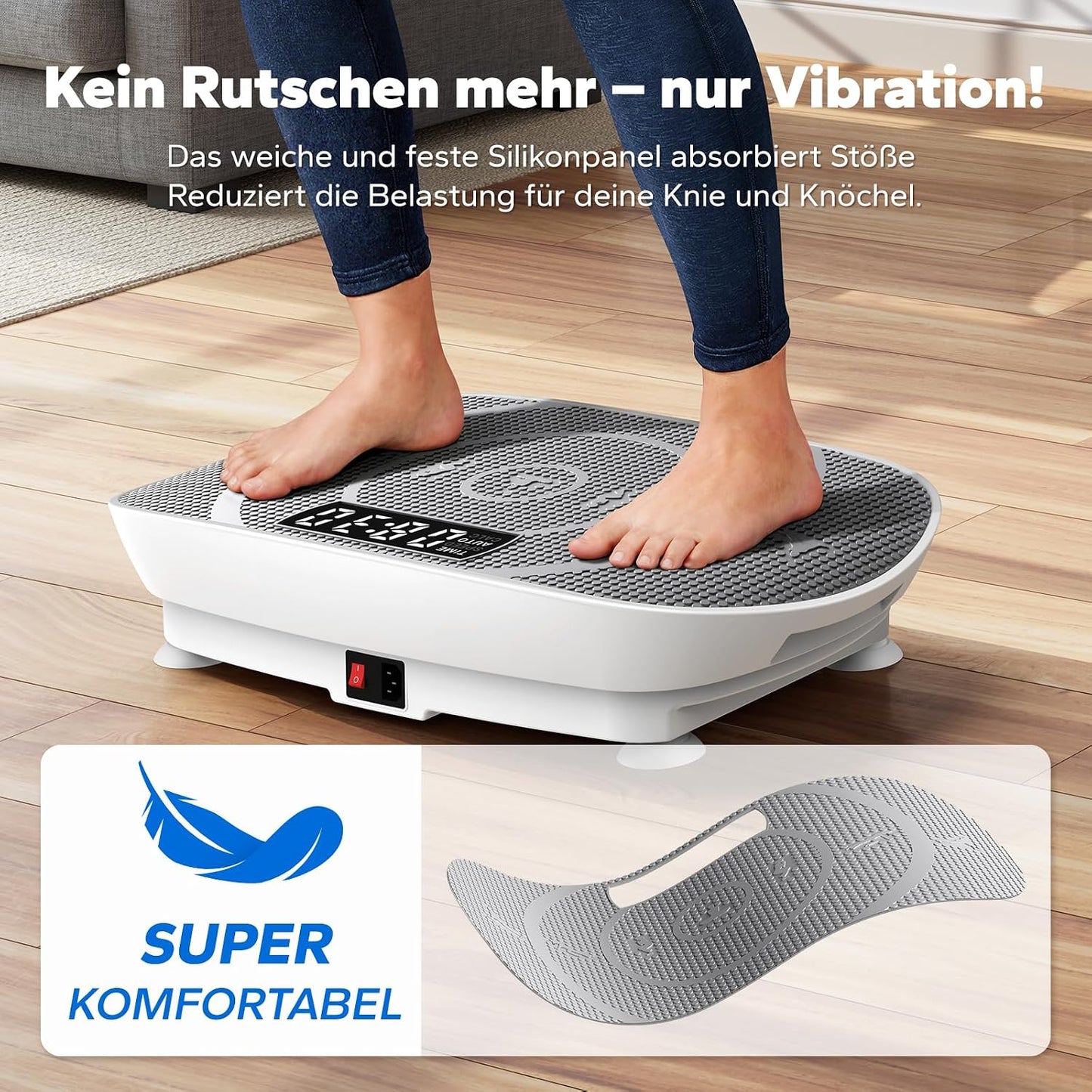 MERACH MR-2398 Slim Vibration Plate – 10 Speeds, <40 dB, 136kg, LED Display, Remote Control, Grey