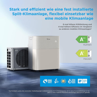 Midea PortaSplit-E Portable Air Conditioner 12.000 BTU – Heating & Cooling, Inverter, App Control, Peach