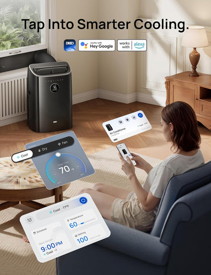 DREO DR-HAC002S Portable Air Conditioner 7.500 BTU – 3-in-1, R290, Energy Class A, IceCool, 45dB, WiFi, Siri, Black