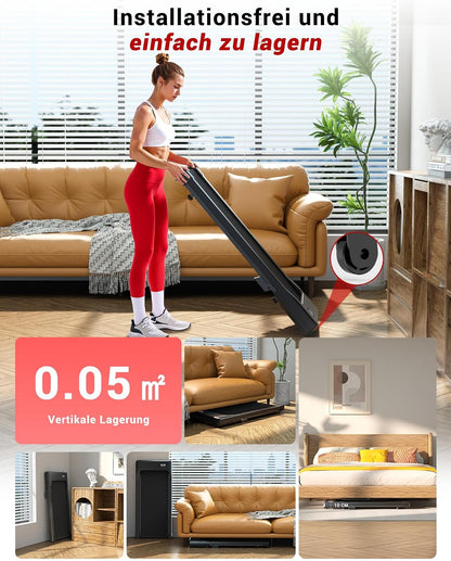 Superun WP06 Treadmill 6% Tilt – 16,8 km/h, 136kg, 2,5 PS, KI-Training, App, 40x90cm, Black