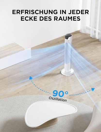 Midea FZ10-17JR Tower Fan 91,8cm – 45W, 330m³/h, 90° Oscillation, 3 Modes, 38dB, 7h Timer, White