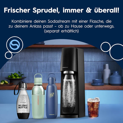 SodaStream TERRA Sparkling Water Maker – Quick Connect CO2, 3x KST Plastic Bottle 1L, Black