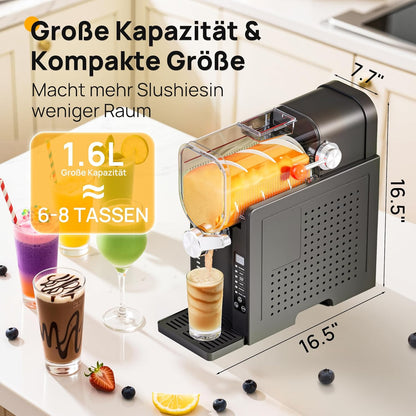 INITIO AD03 Slush Machine 2 L – 6 Programmes, 12h Vorprogrammierung, Self-Cleaning, Grey