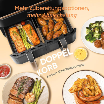 Cosori CAF-R903 Dual Zone Air Fryer 8,5L – Viewing Window, Sync & Match, 1750W, Gold