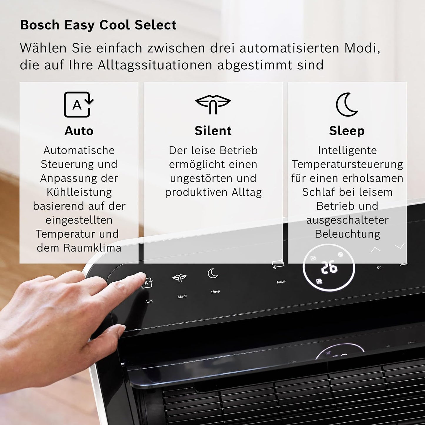 Bosch Cool 5100 Portable Air Conditioner 3,4kW – Inverter, Energy Class A+, 3-in-1, Auto/Silent/Sleep, 43dB, White