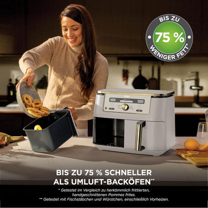 Ninja DZ400EUSGD Foodi Dual Zone Air Fryer 9,5L – 6 Functions, 2470W, Stone Gold