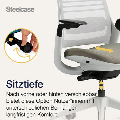 Steelcase Series 1 Office Chair, Mesh-Backrest, Ergonomic, Lumbar Support, Truffle
