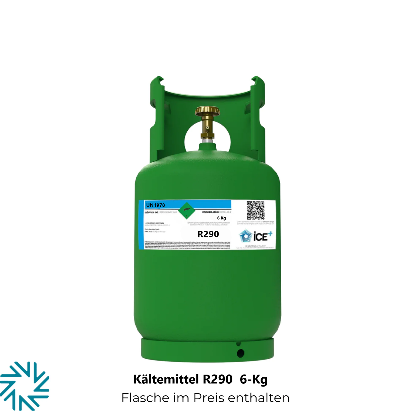 R290 Refrigerant Gas Refrigerant – 5 kg, Refillable Cylinder, 1/4 Connection