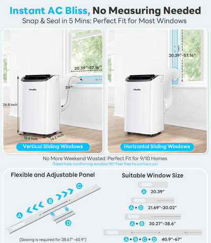 14000 BTU 3-in-1 Portable Air Conditioner with Remote Control