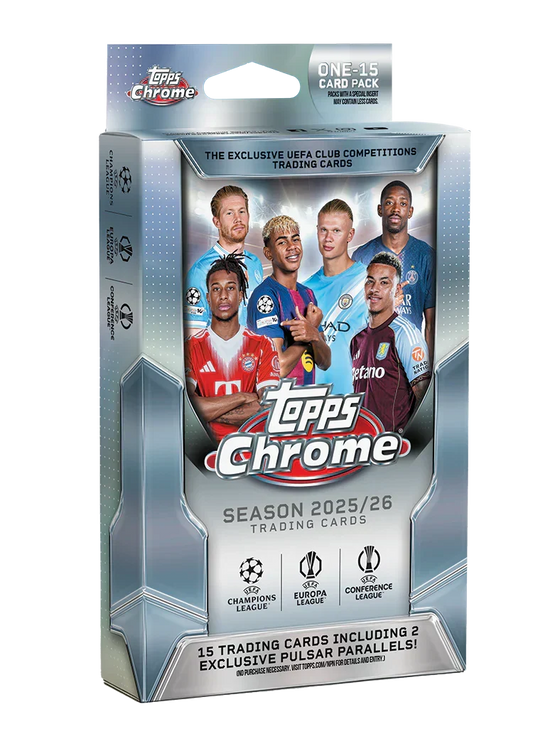 2025-26 Topps Chrome UEFA Club Competitions Soccer Hanger Pack