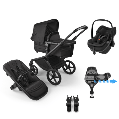 Bugaboo Fox 5 (Pebble Slide PRO) Travel System - Noir Limited Edition, Black Moonlight